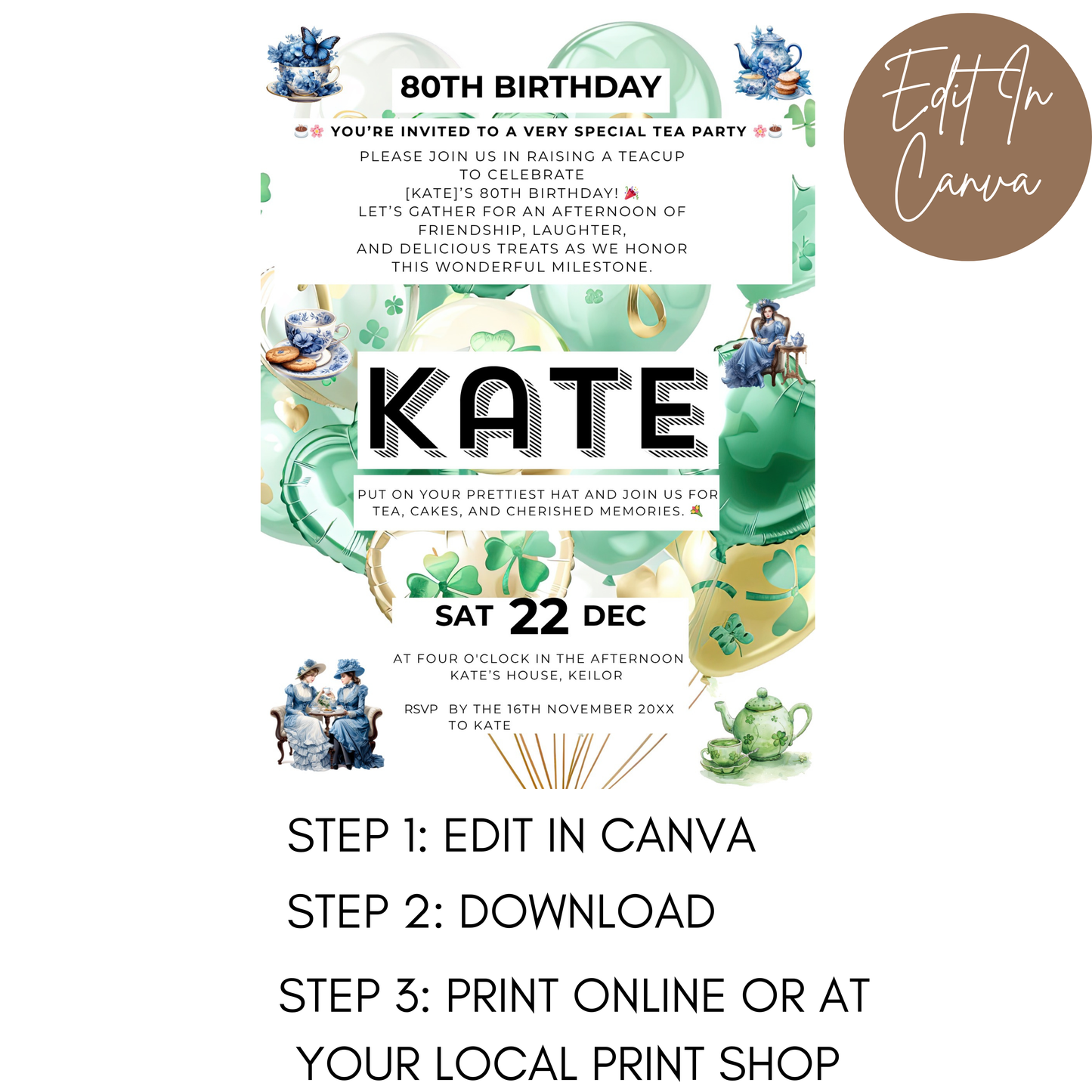 80th Birthday Invitation