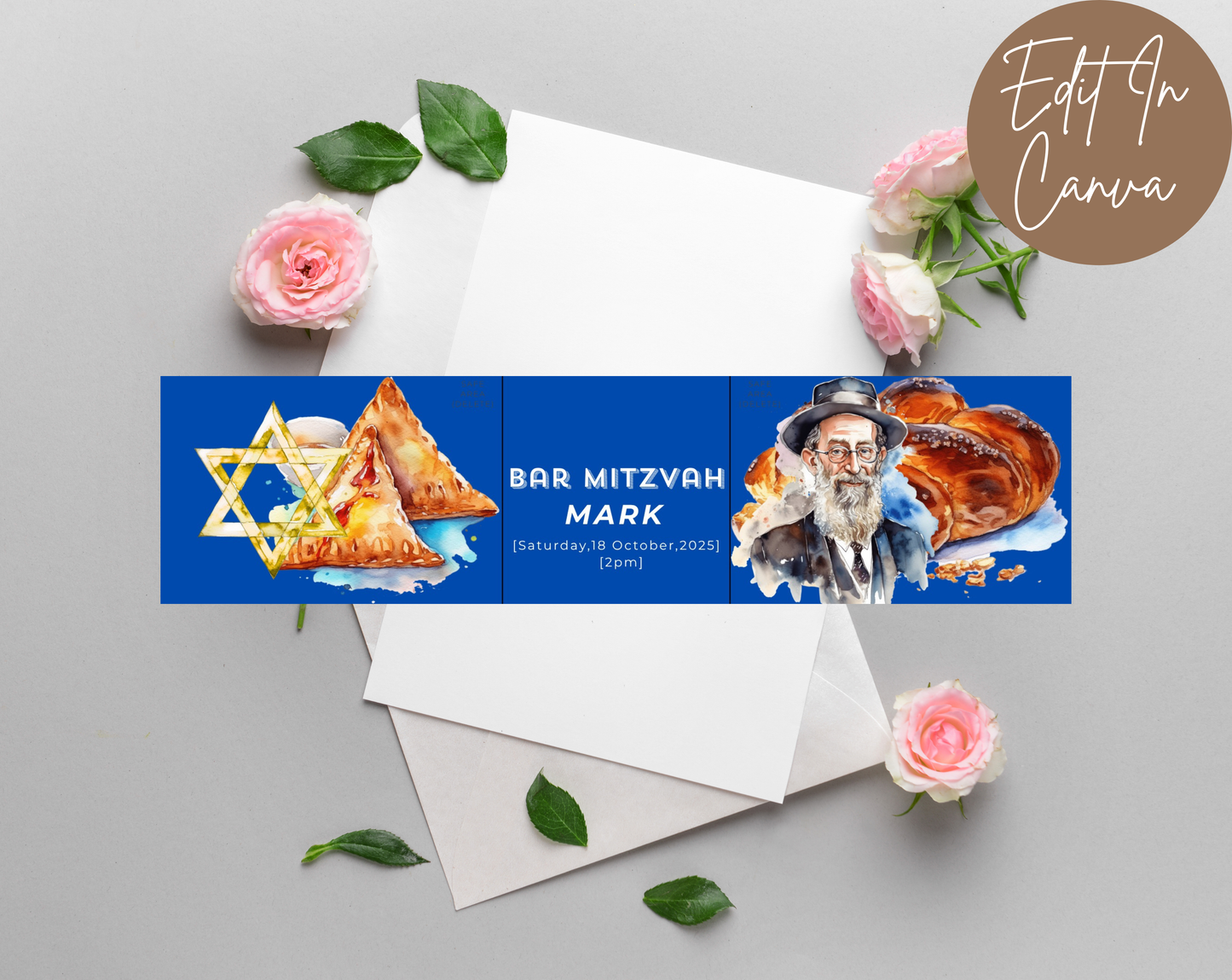 Bar Mitzvah Water Bottle Label