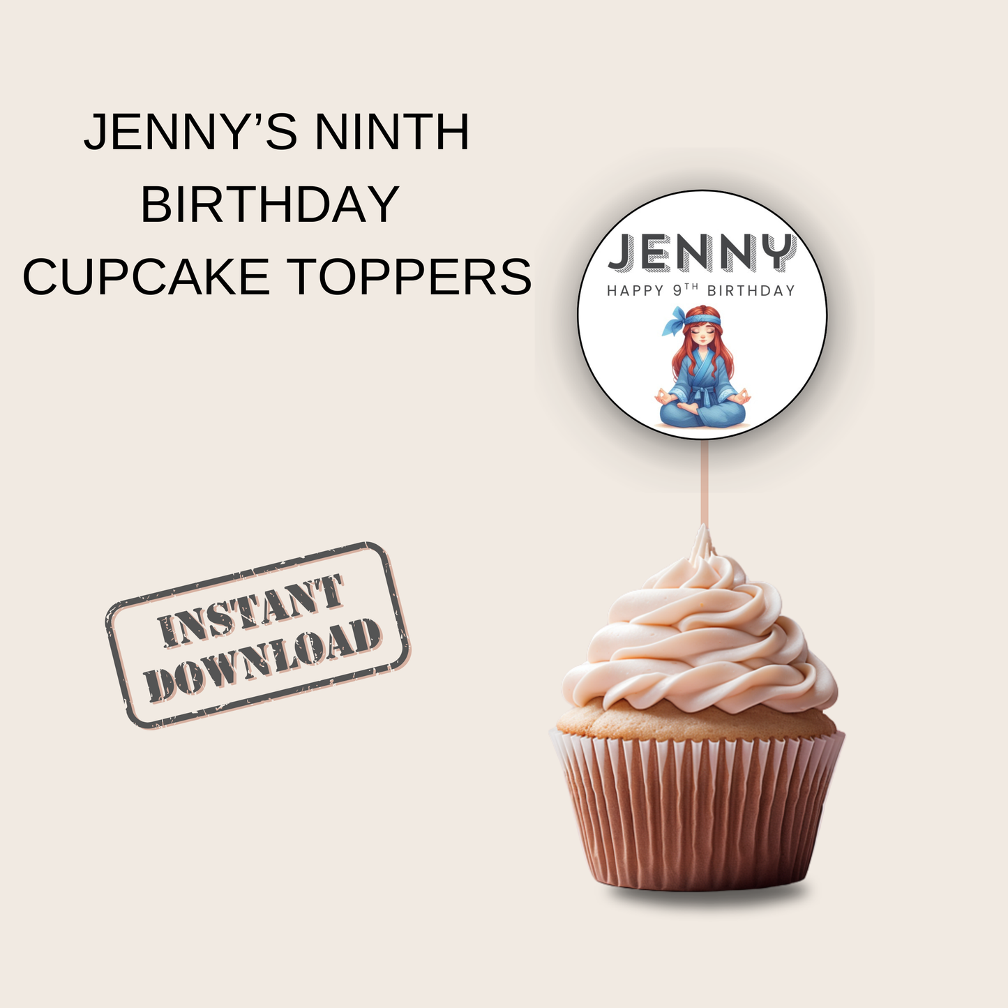 9th Birthday Cupcake Toppers Girl