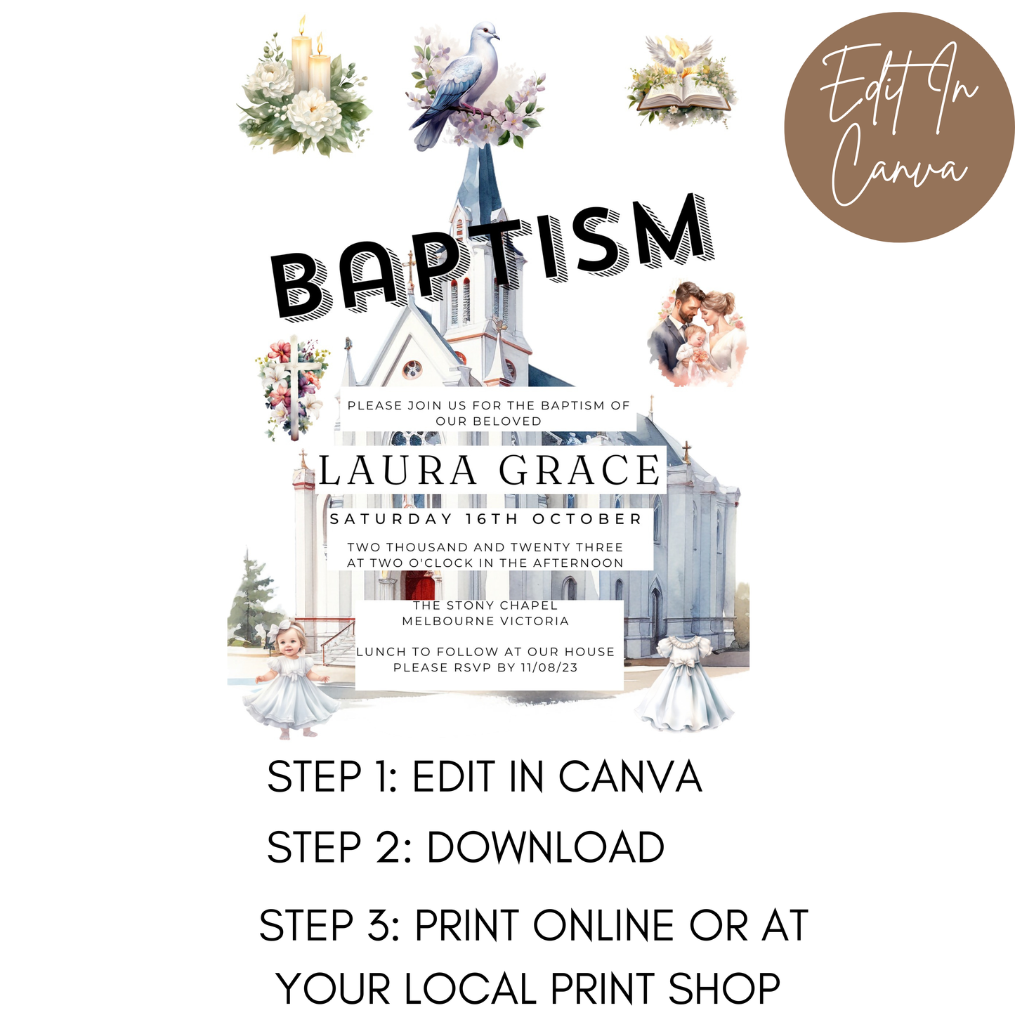 Baptism Invitation Female
