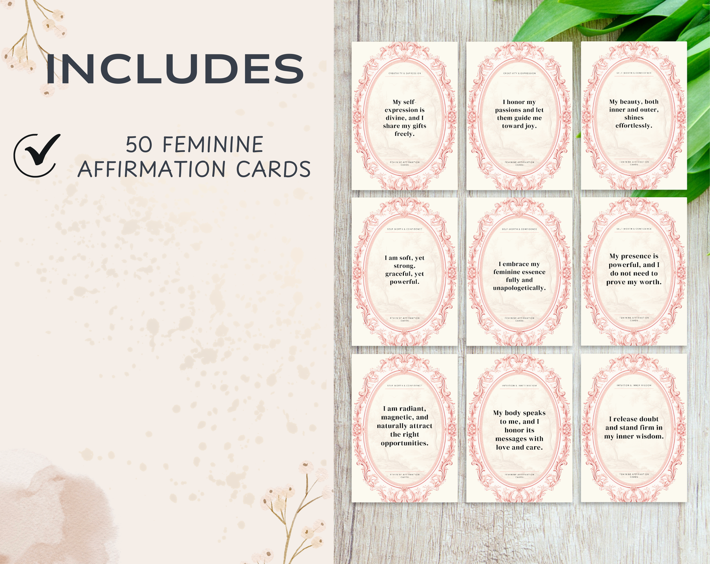 50 Feminine Affirmation Cards