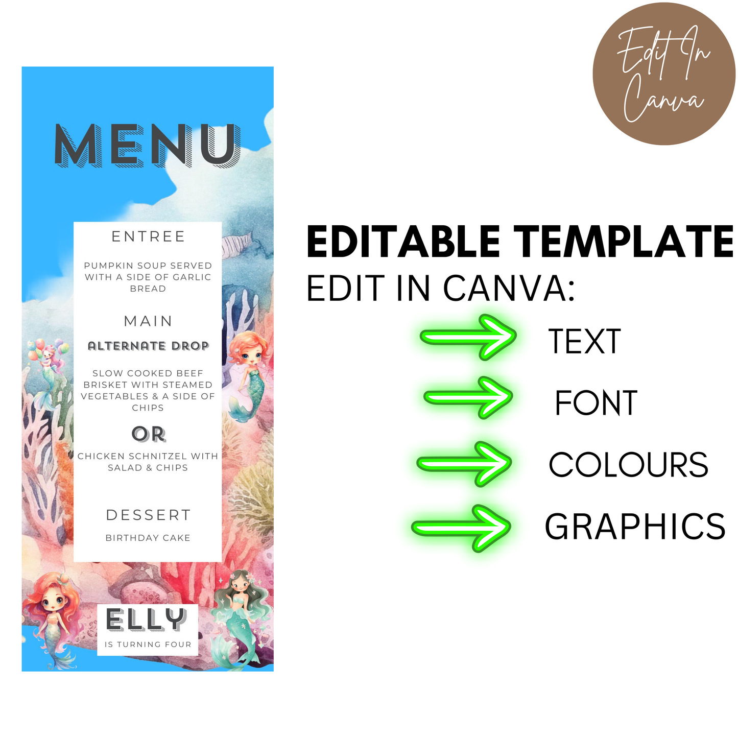 4th Birthday Menu