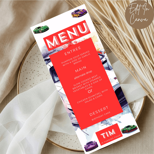 4th Birthday Menu Male