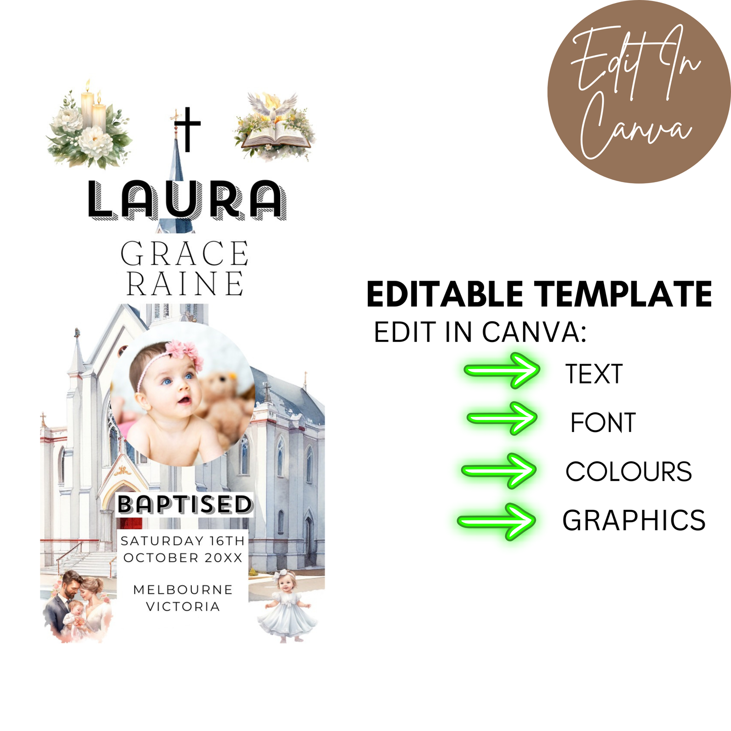 Baptism Candles Female
