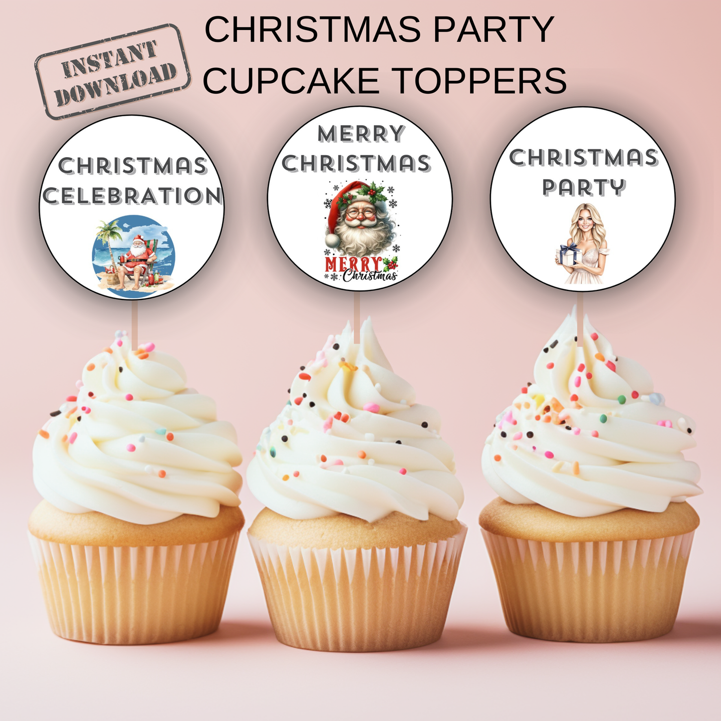 Christmas Party Cupcake Toppers