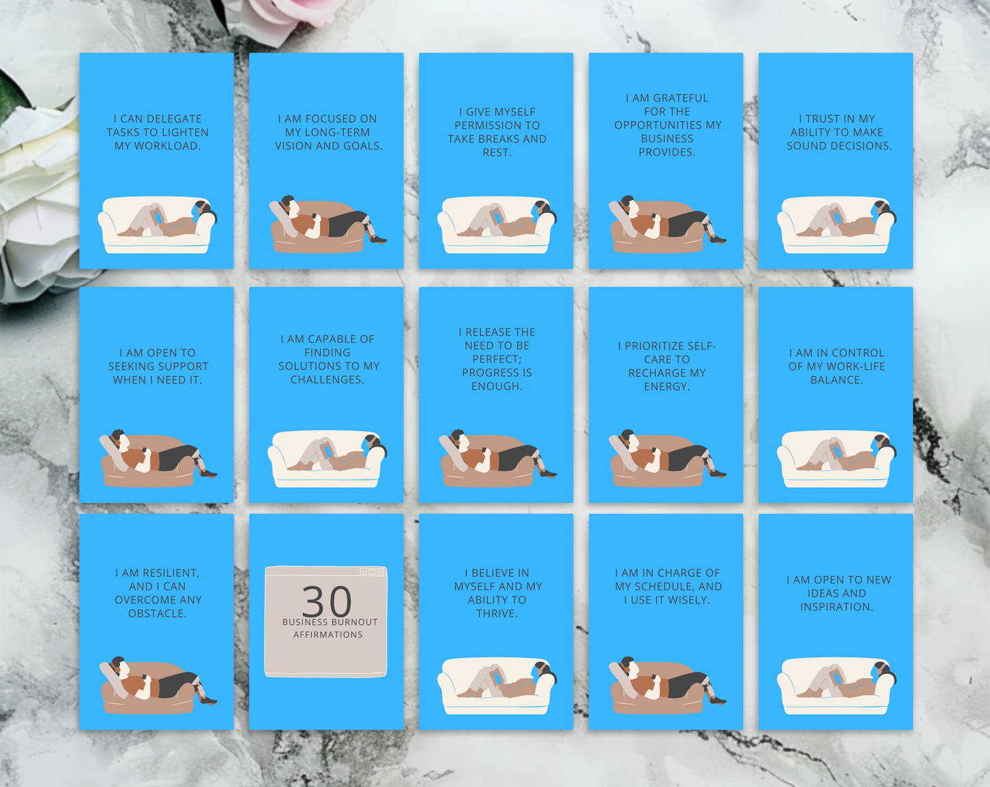 30 Business Burnout Affirmation Cards