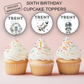 6th Birthday Party Cupcake Toppers Boy