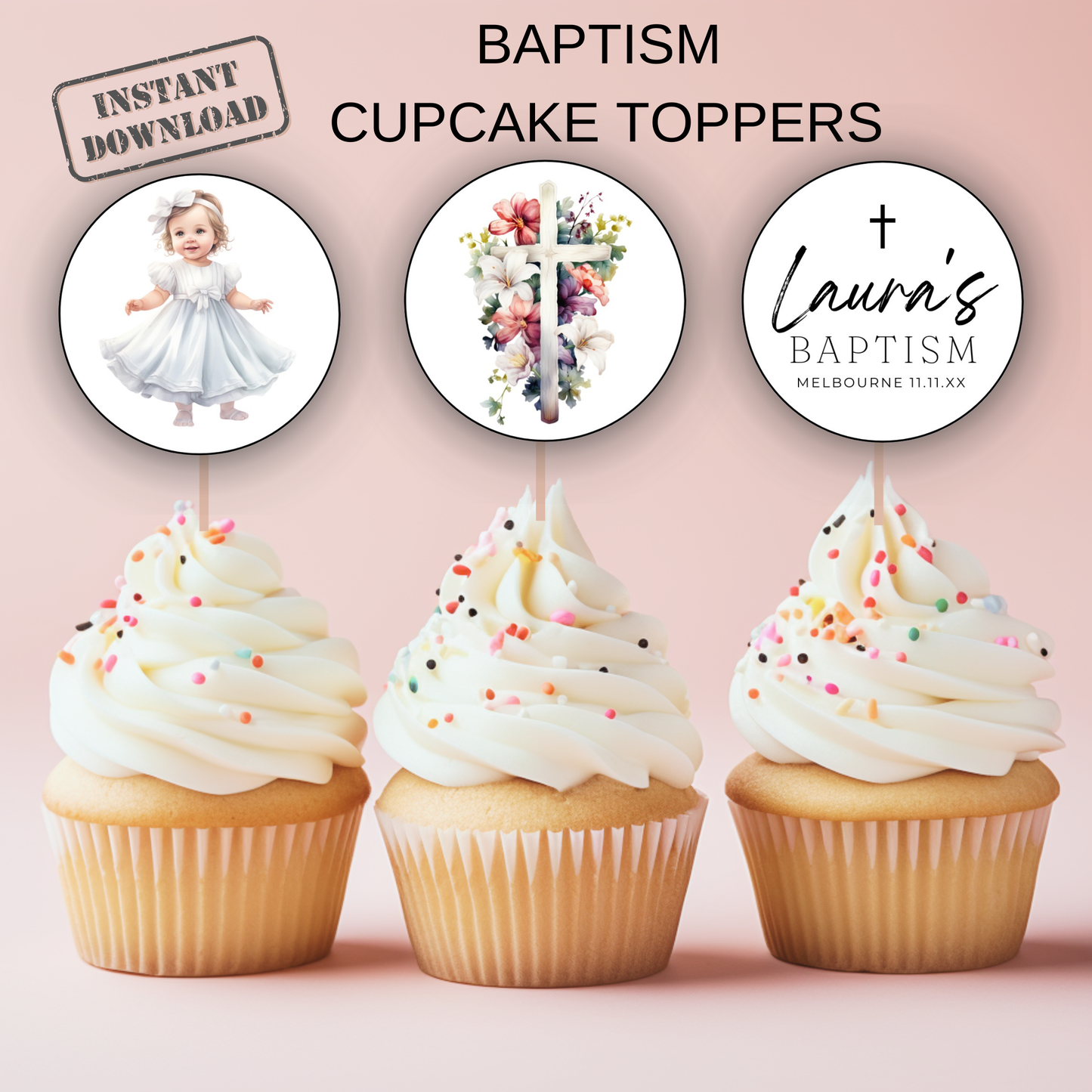 Baptism Cupcake Toppers