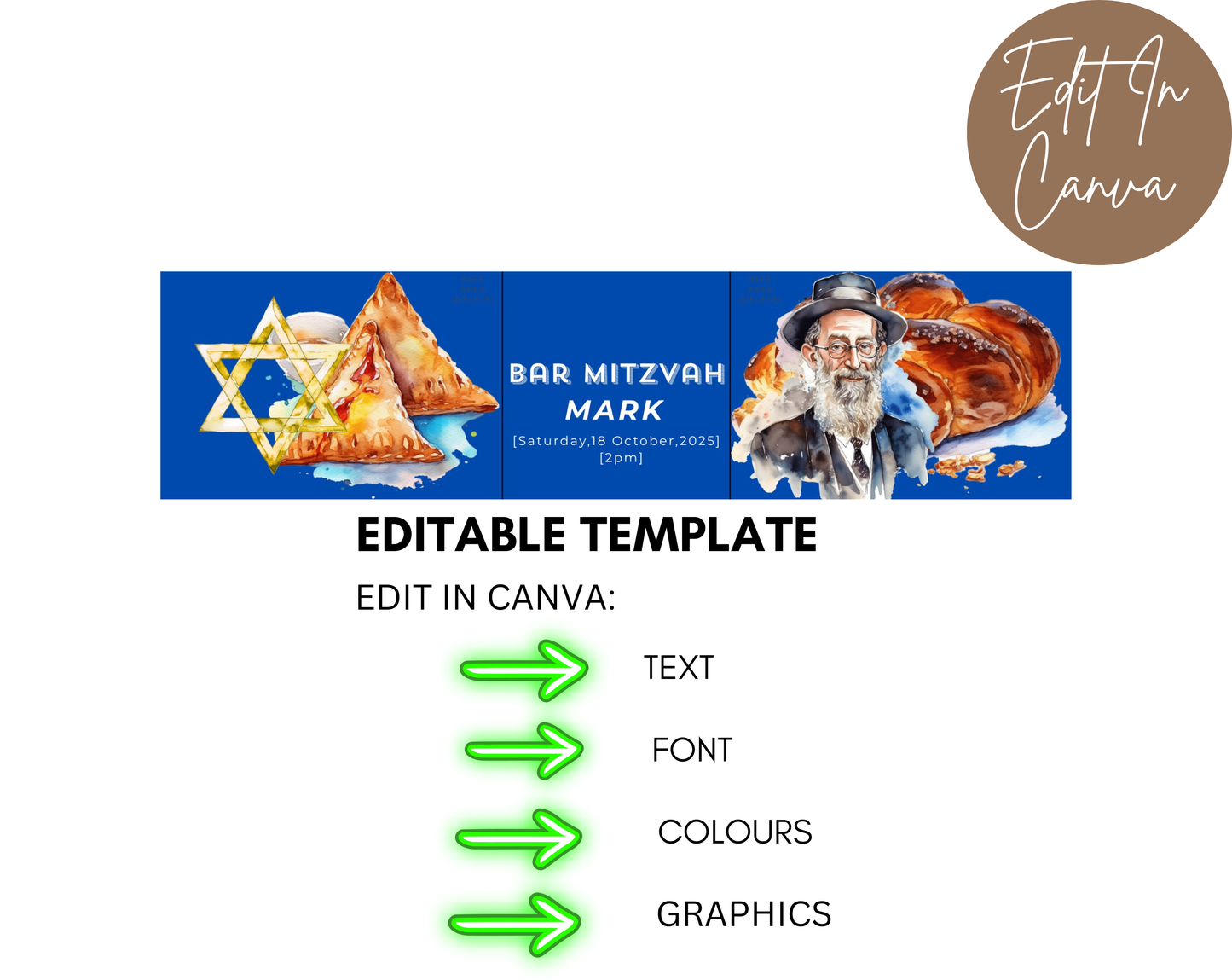 Bar Mitzvah Water Bottle Label