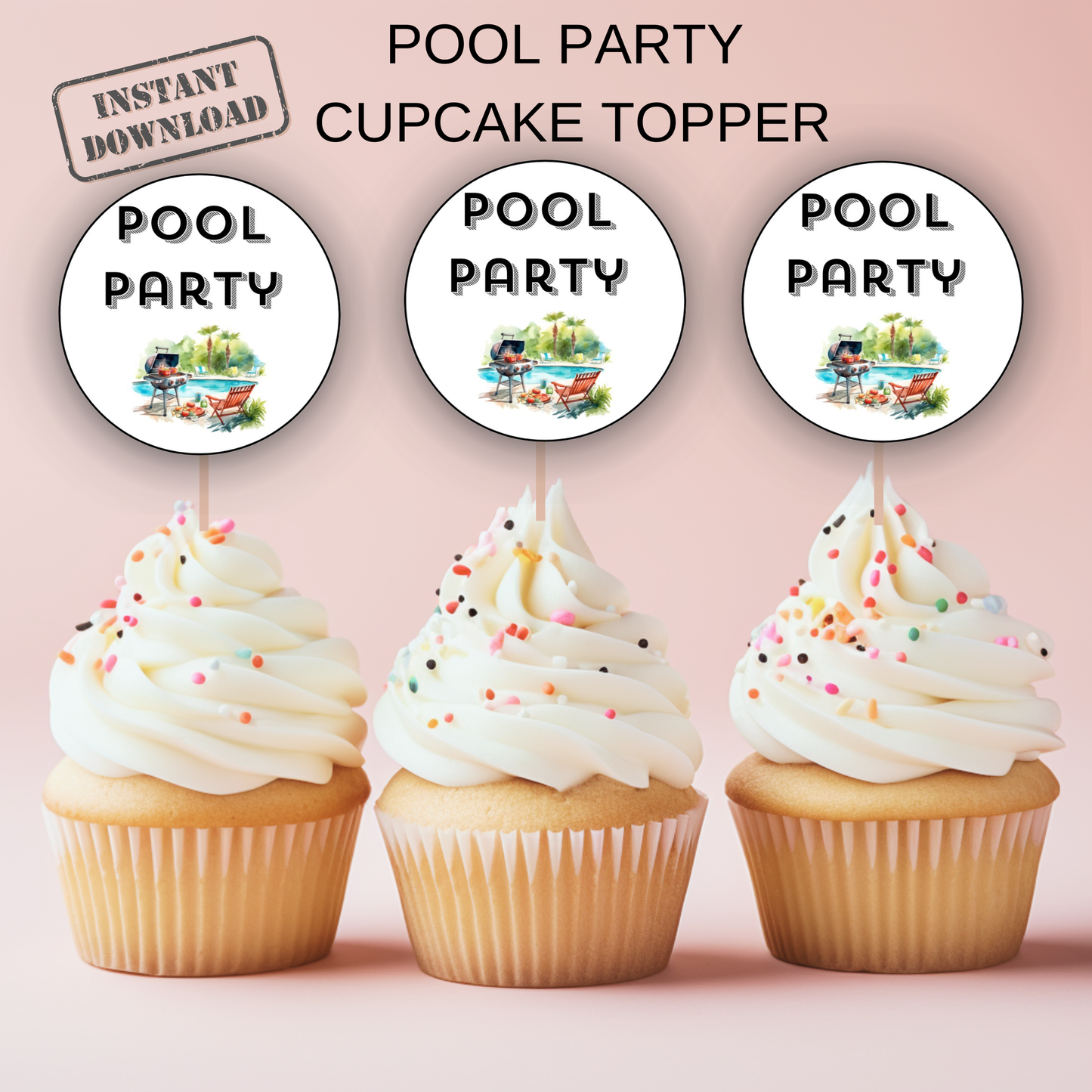Pool Party Cupcake Topper