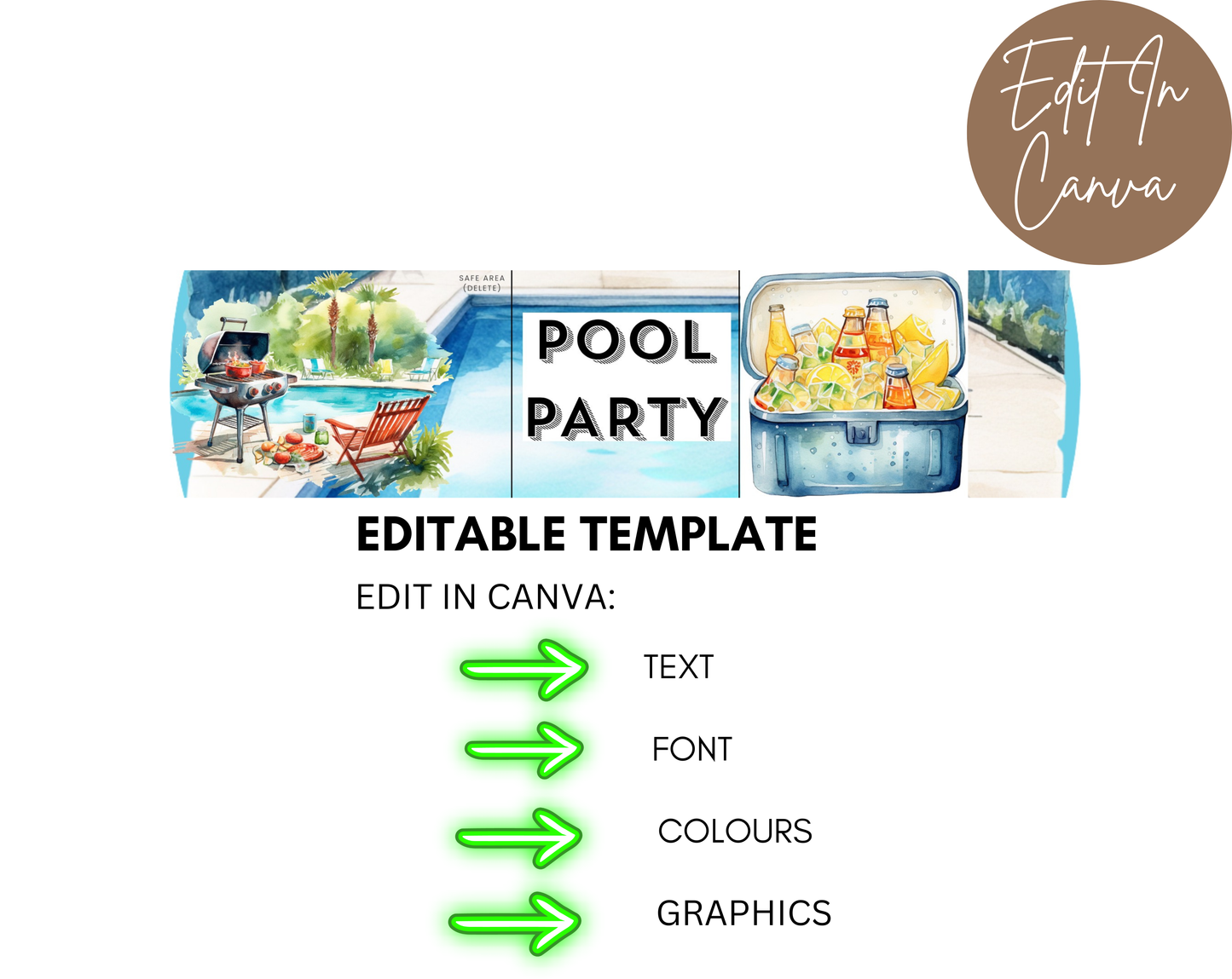 Pool Party Water Bottle Label
