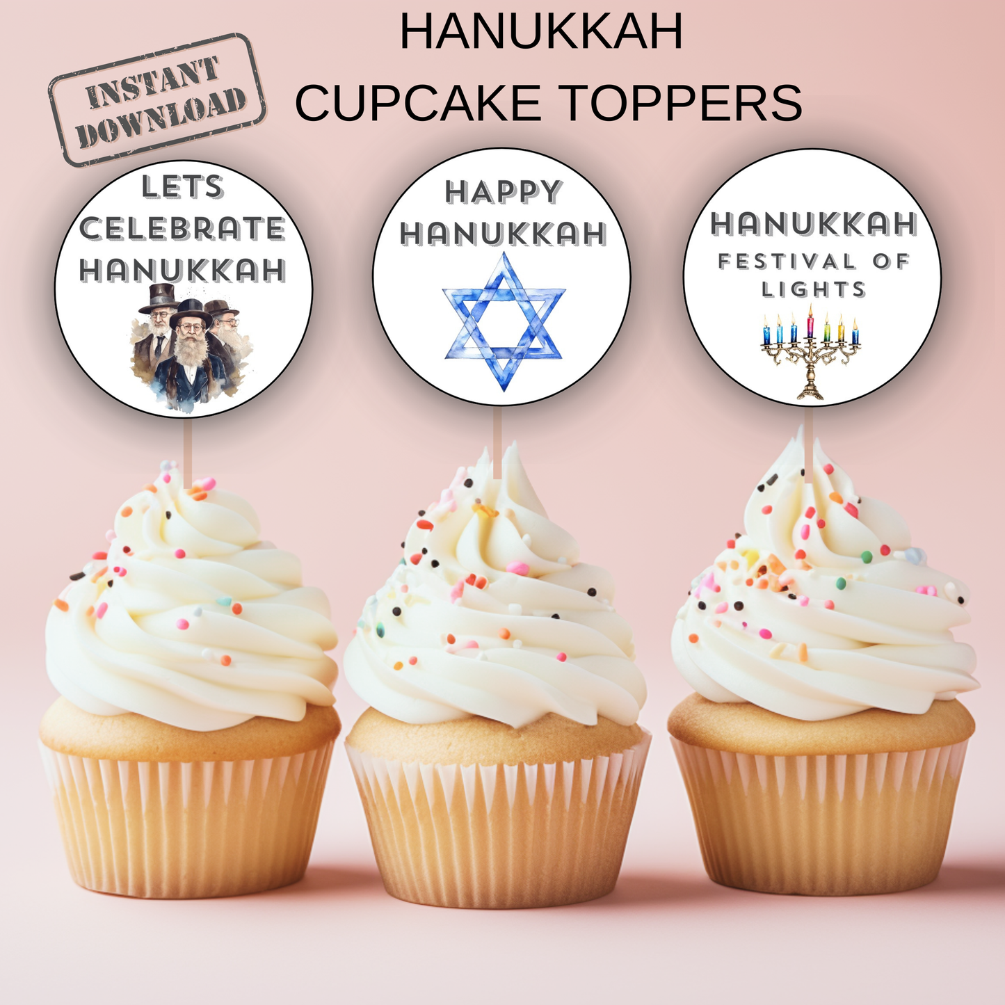 Hanukkah Cupcake Toppers