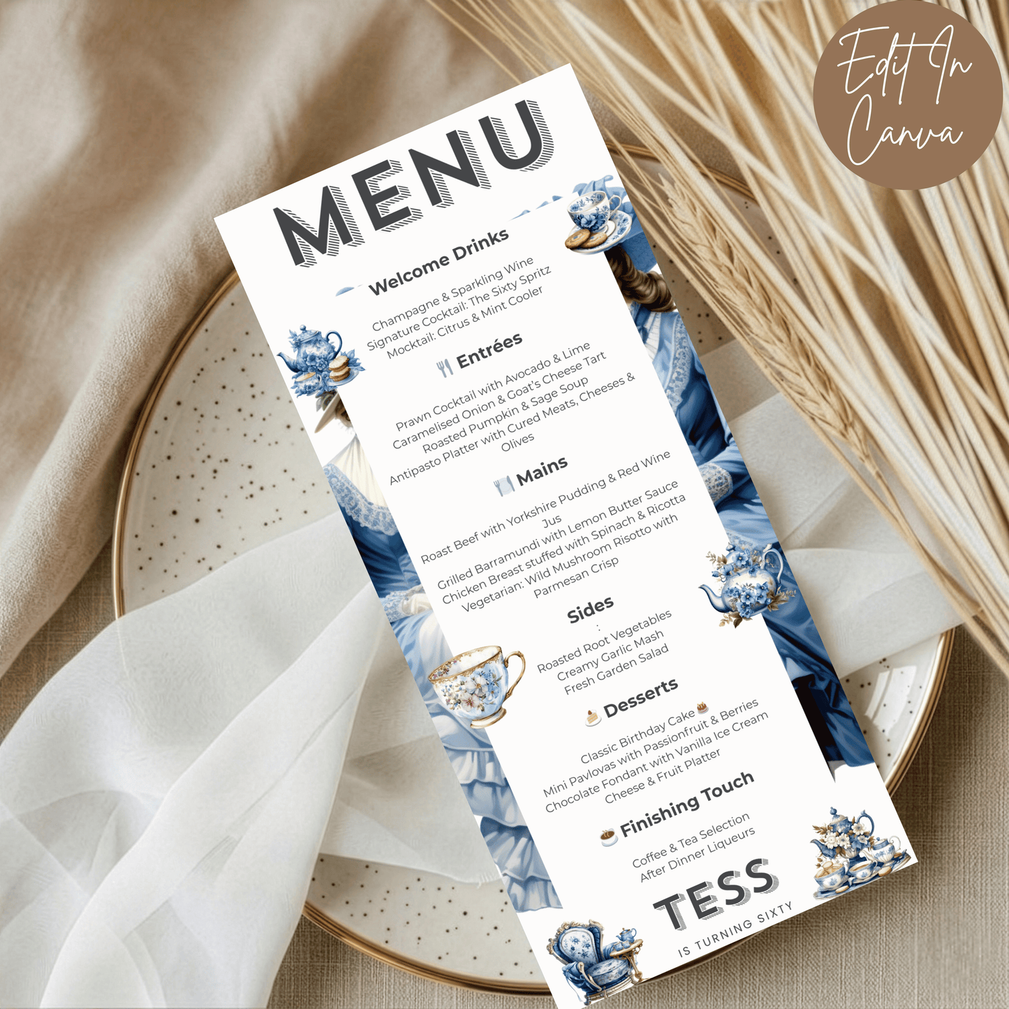 60th Birthday Menu Female