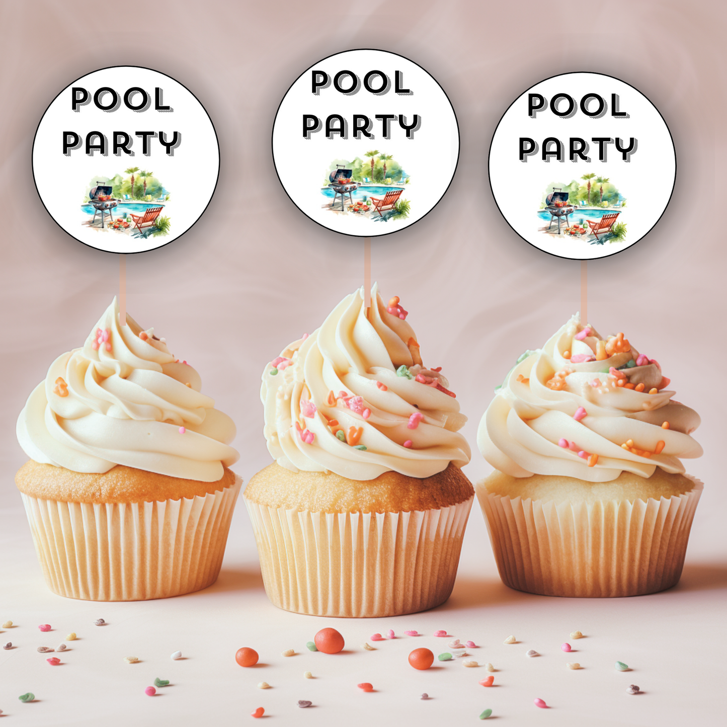Pool Party Cupcake Topper