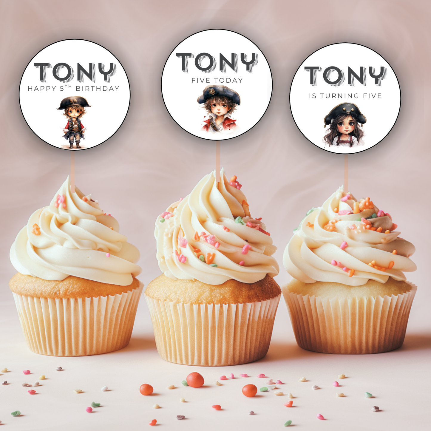 5th Birthday Cupcake Toppers Boy