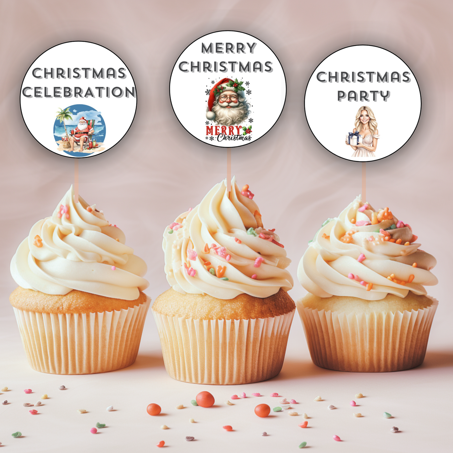 Christmas Party Cupcake Toppers