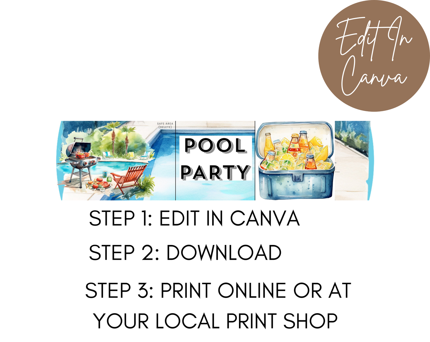 Pool Party Water Bottle Label