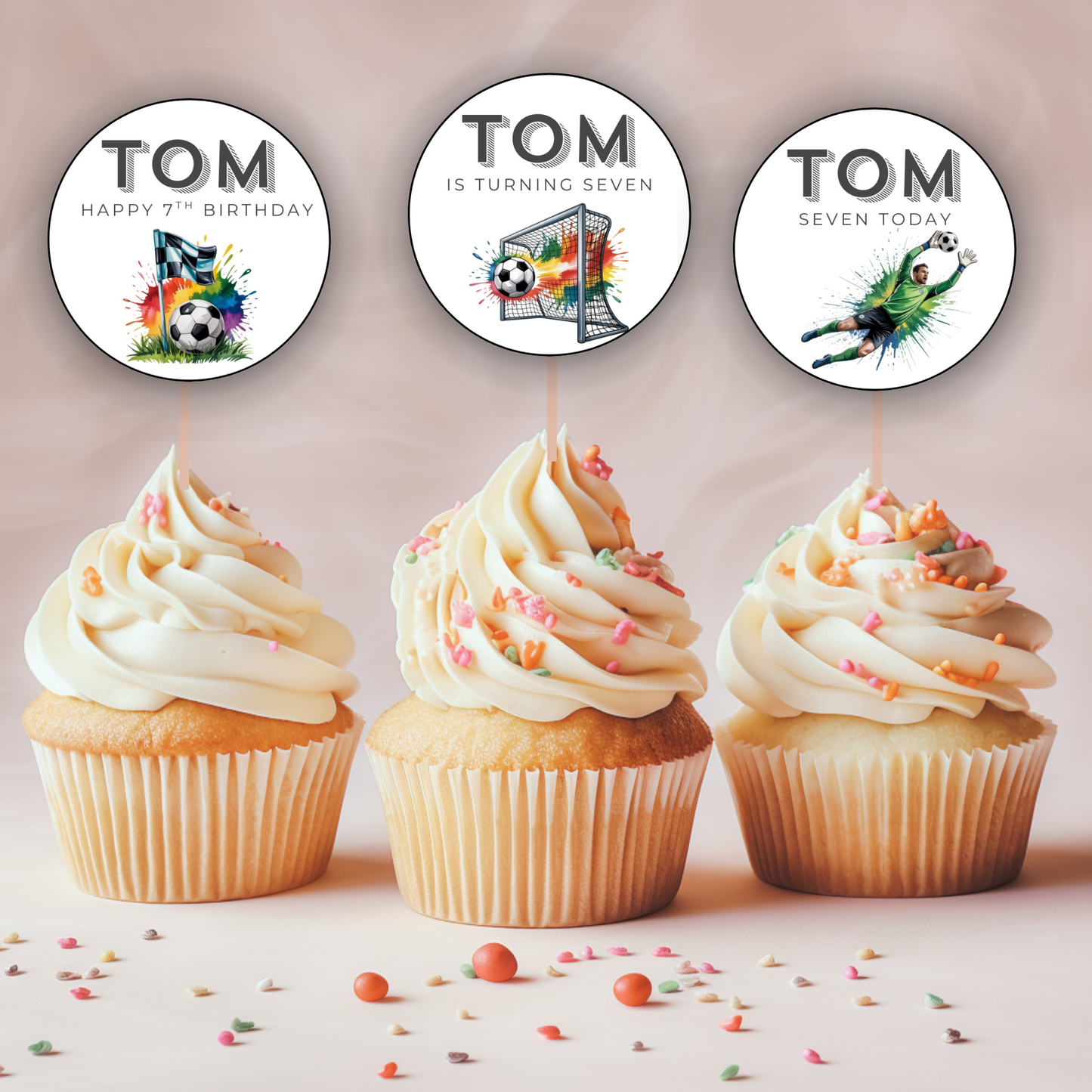 7th Birthday Cupcake Toppers Boy