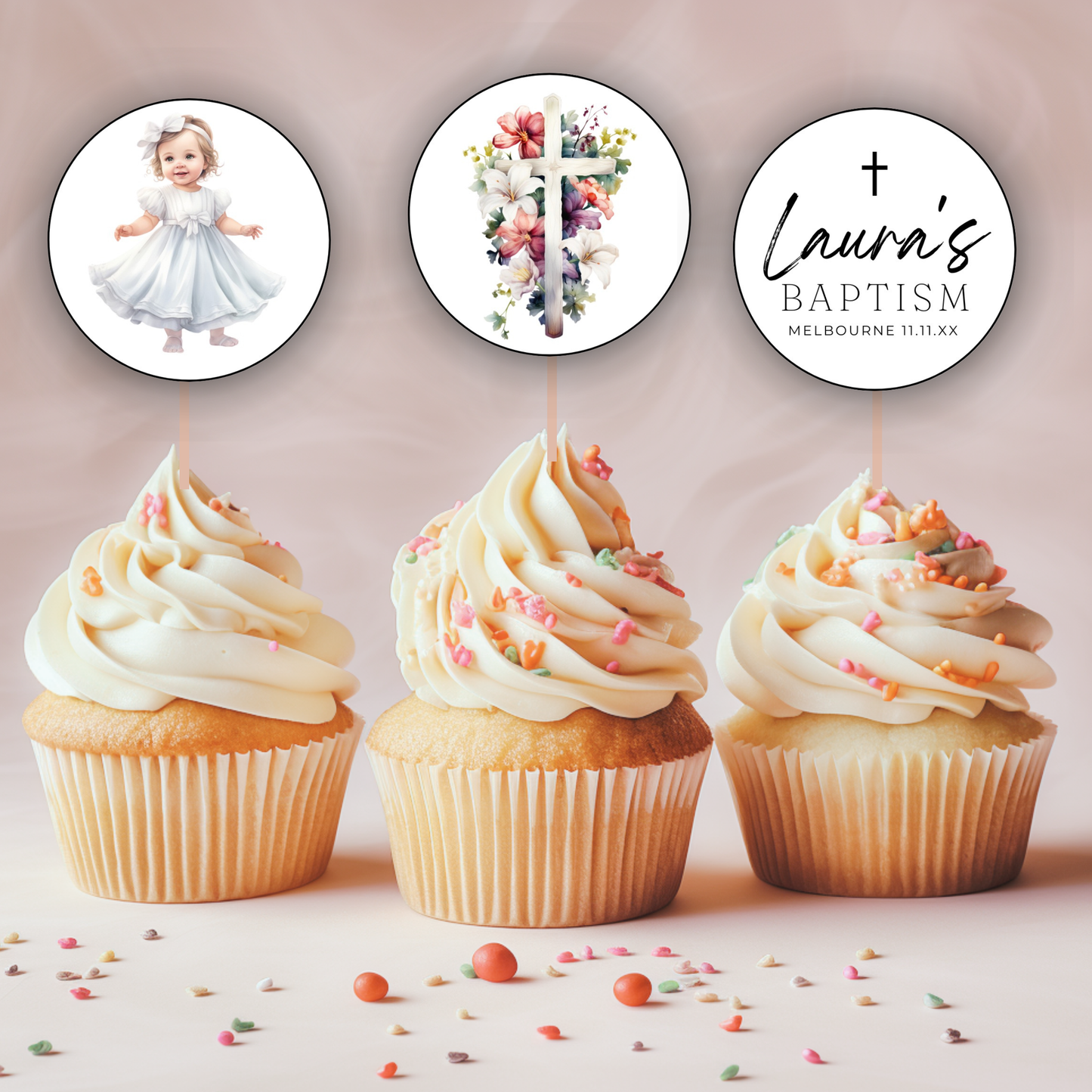 Baptism Cupcake Toppers