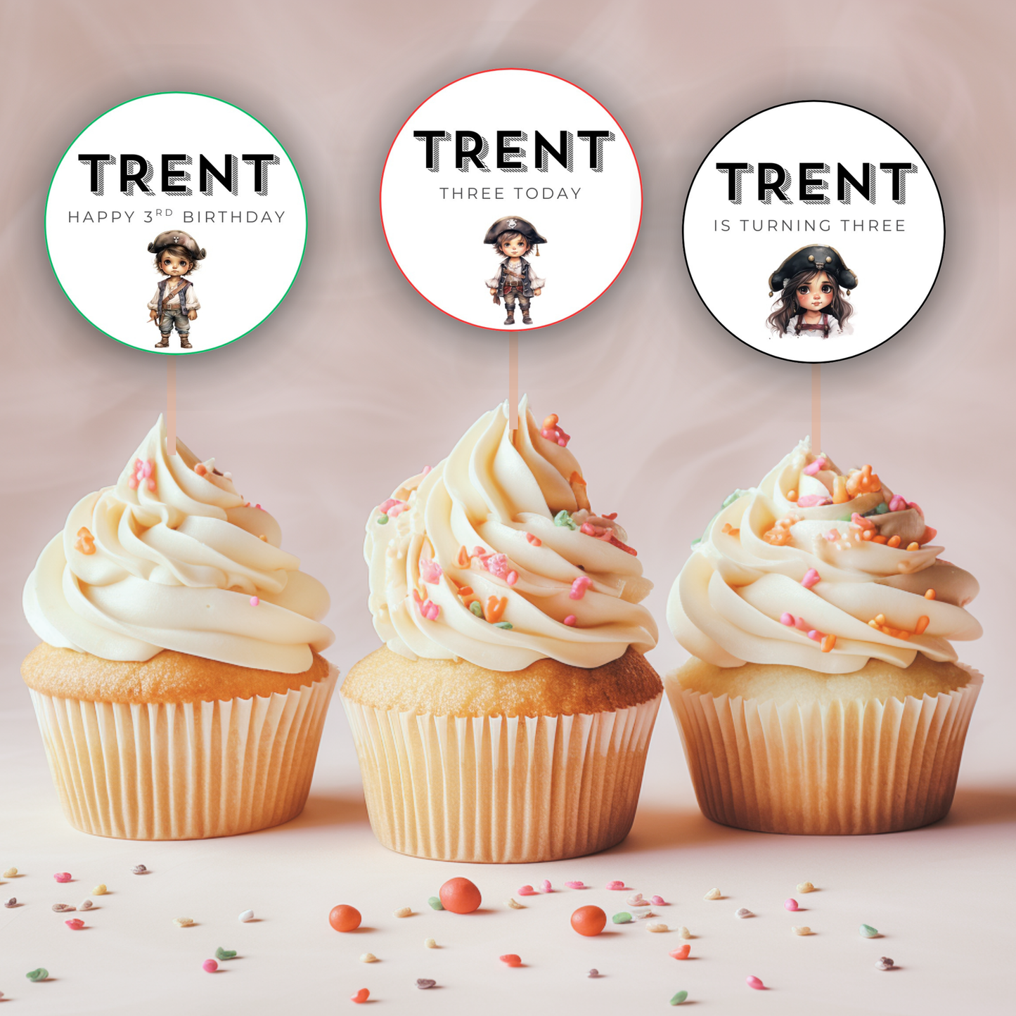 3rd Birthday Boy Cupcake Toppers