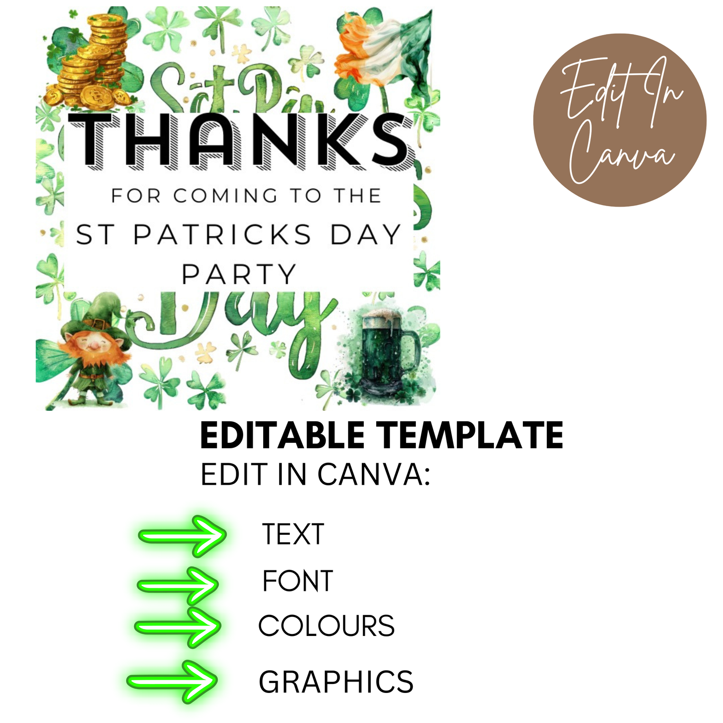 Saint Patrick's Day Thank You Tag