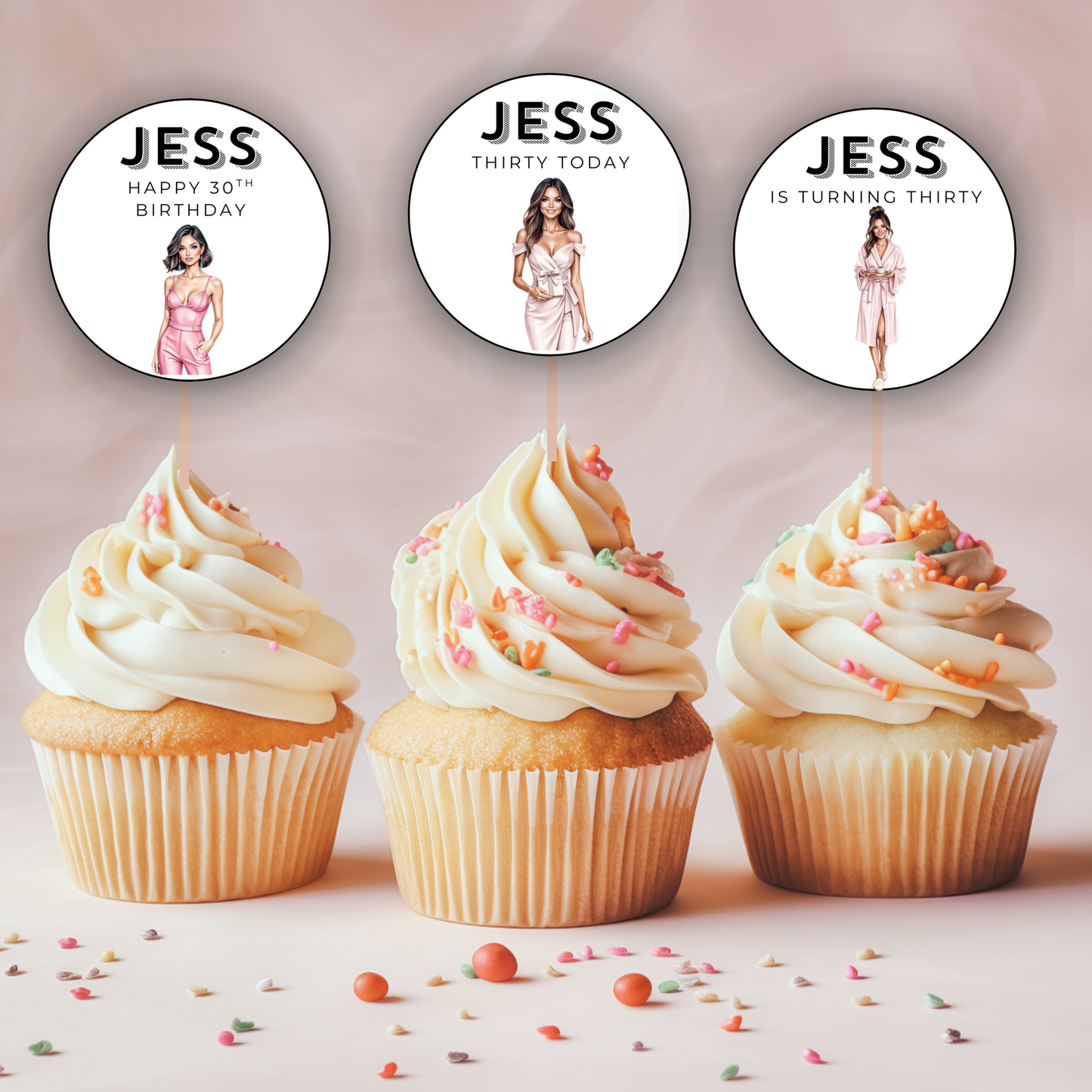 30th Birthday Cupcake Toppers Woman