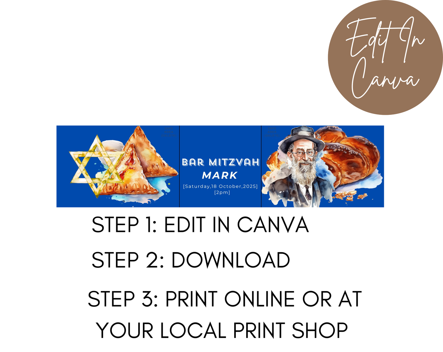 Bar Mitzvah Water Bottle Label