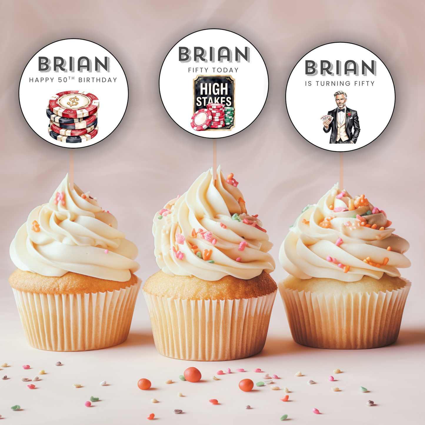 50th Birthday Cupcake Topper Man