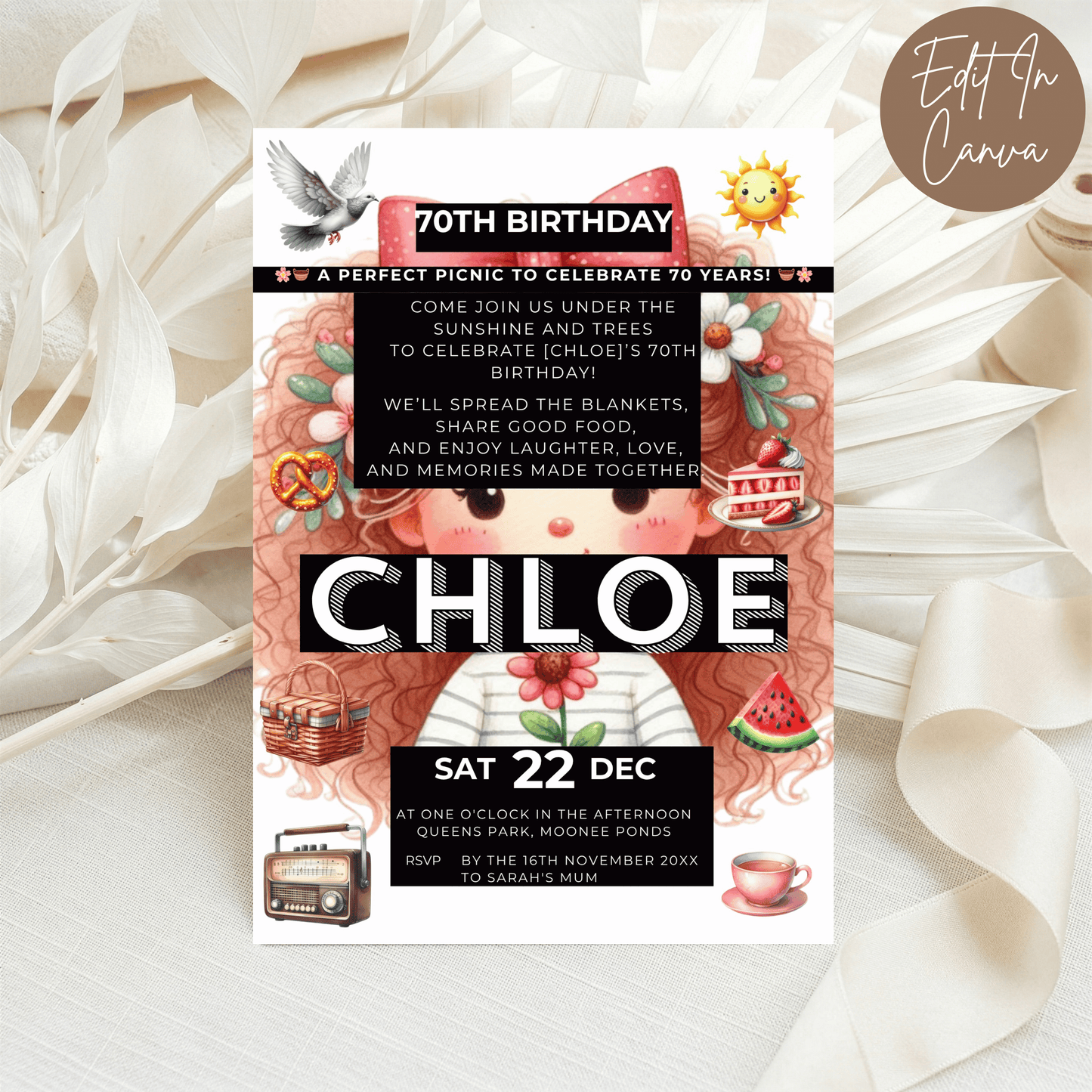 70th Birthday Invitation Female