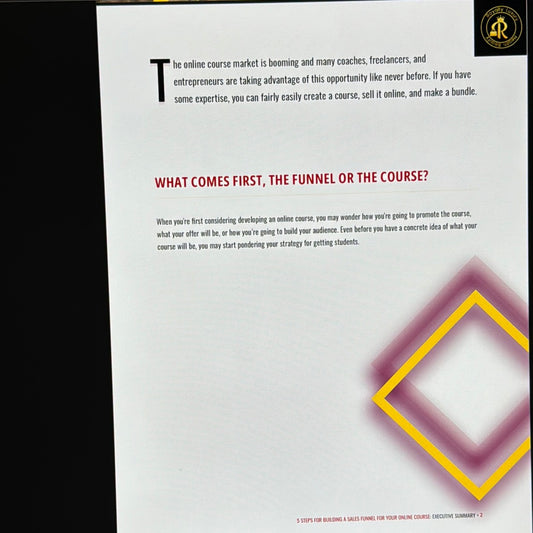 Five Steps For Building A Sales Funnel For Your Online Course Executive Summary