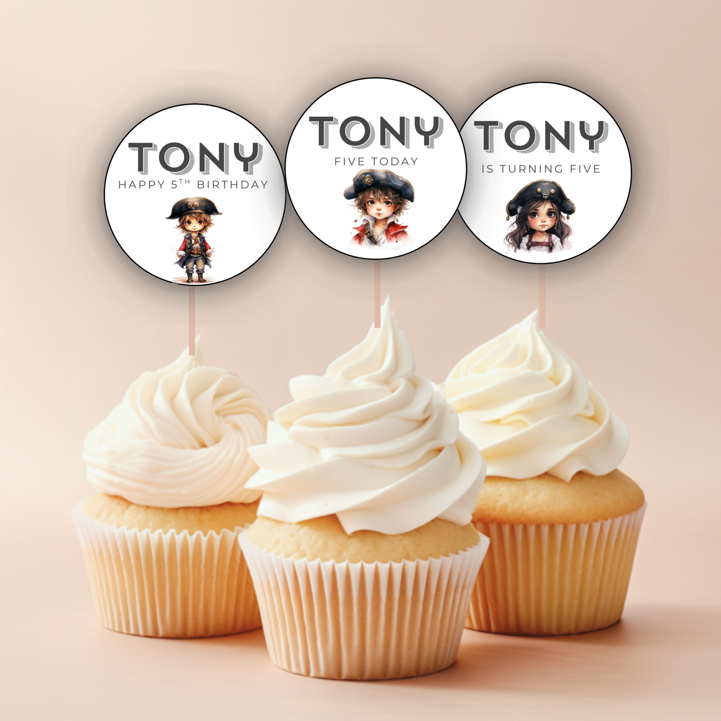 5th Birthday Cupcake Toppers Boy