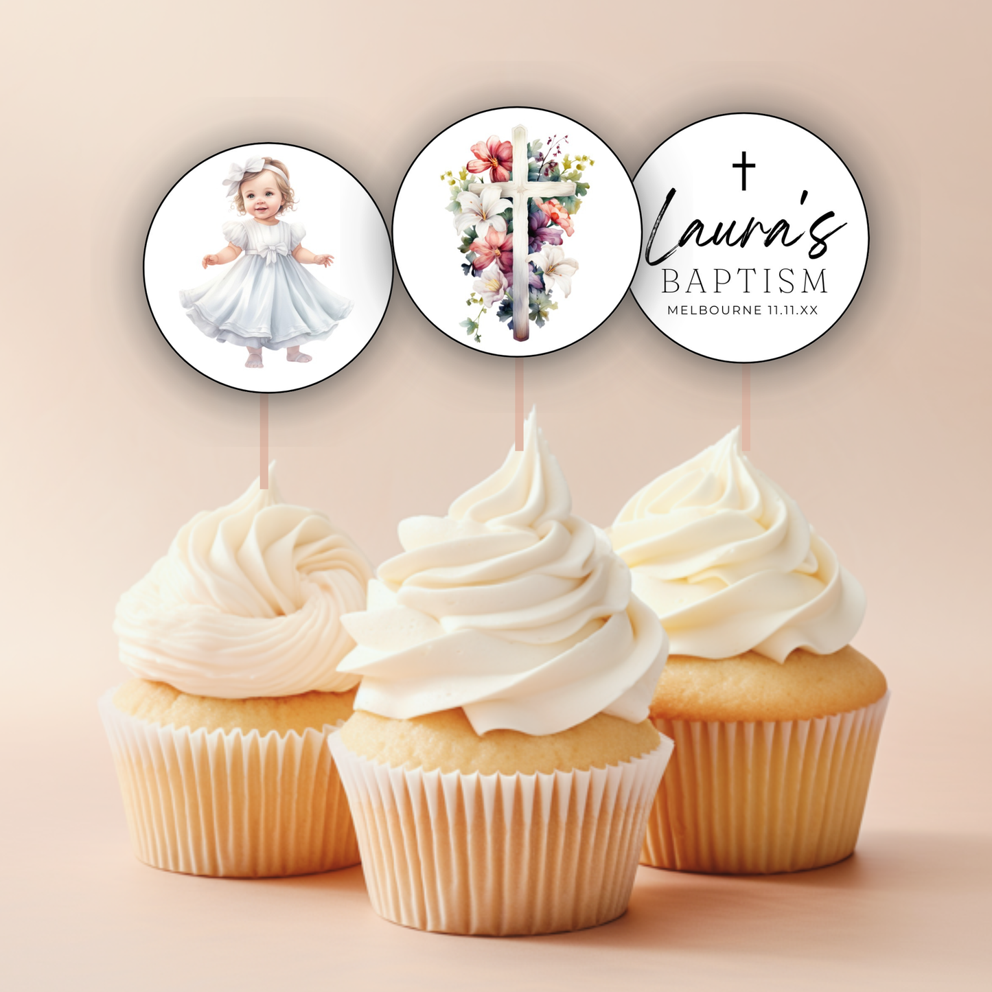 Baptism Cupcake Toppers