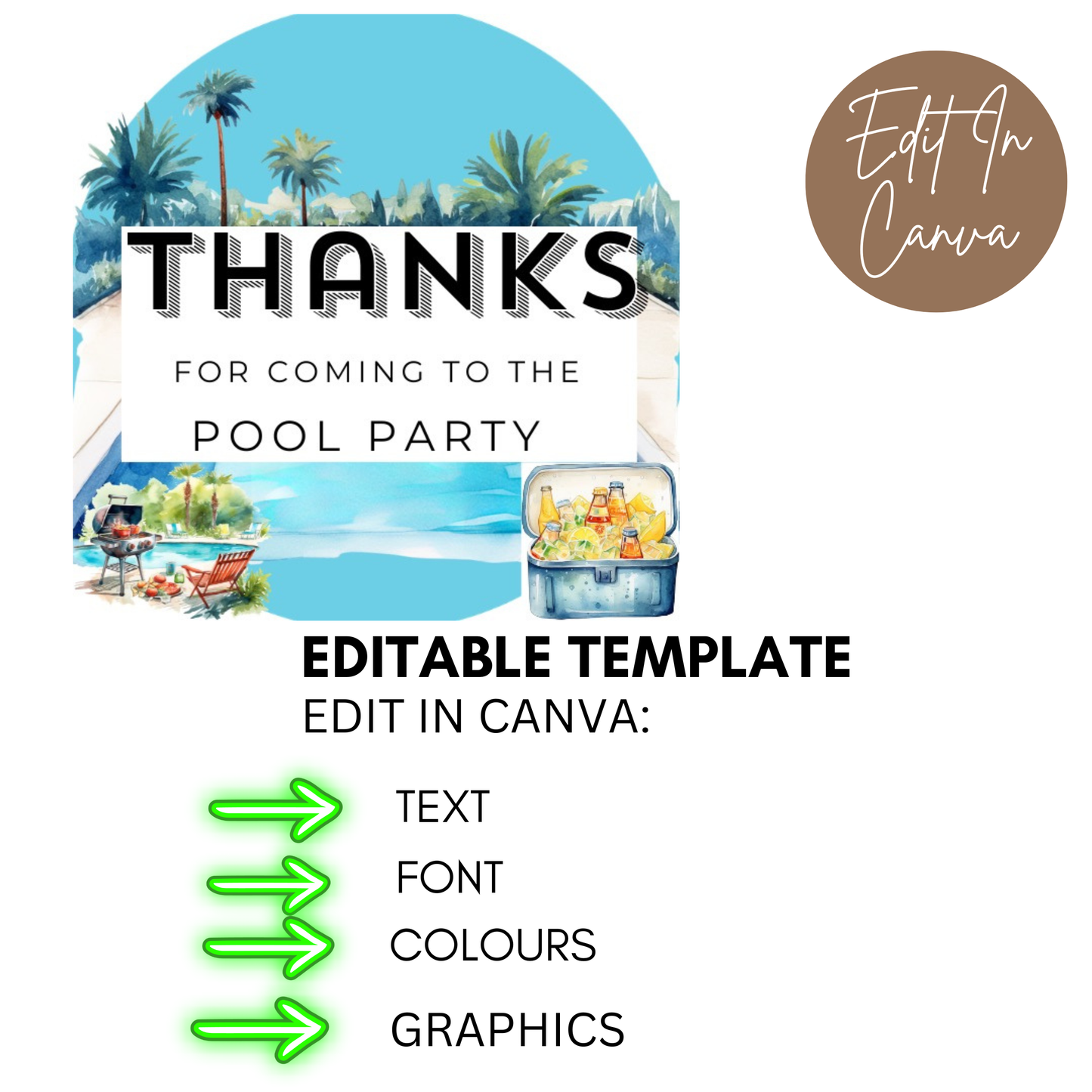 Pool Party Thank You Tags