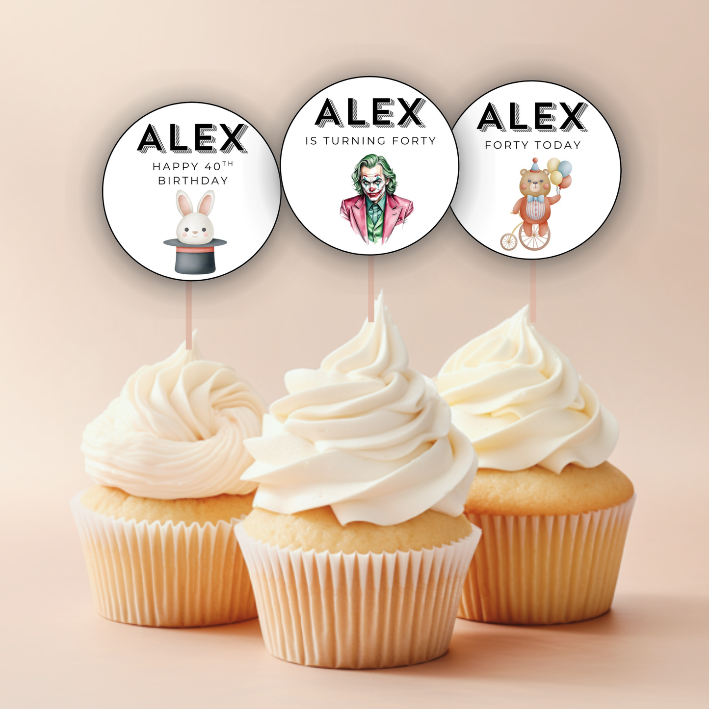 40th Birthday Cupcake Toppers Man