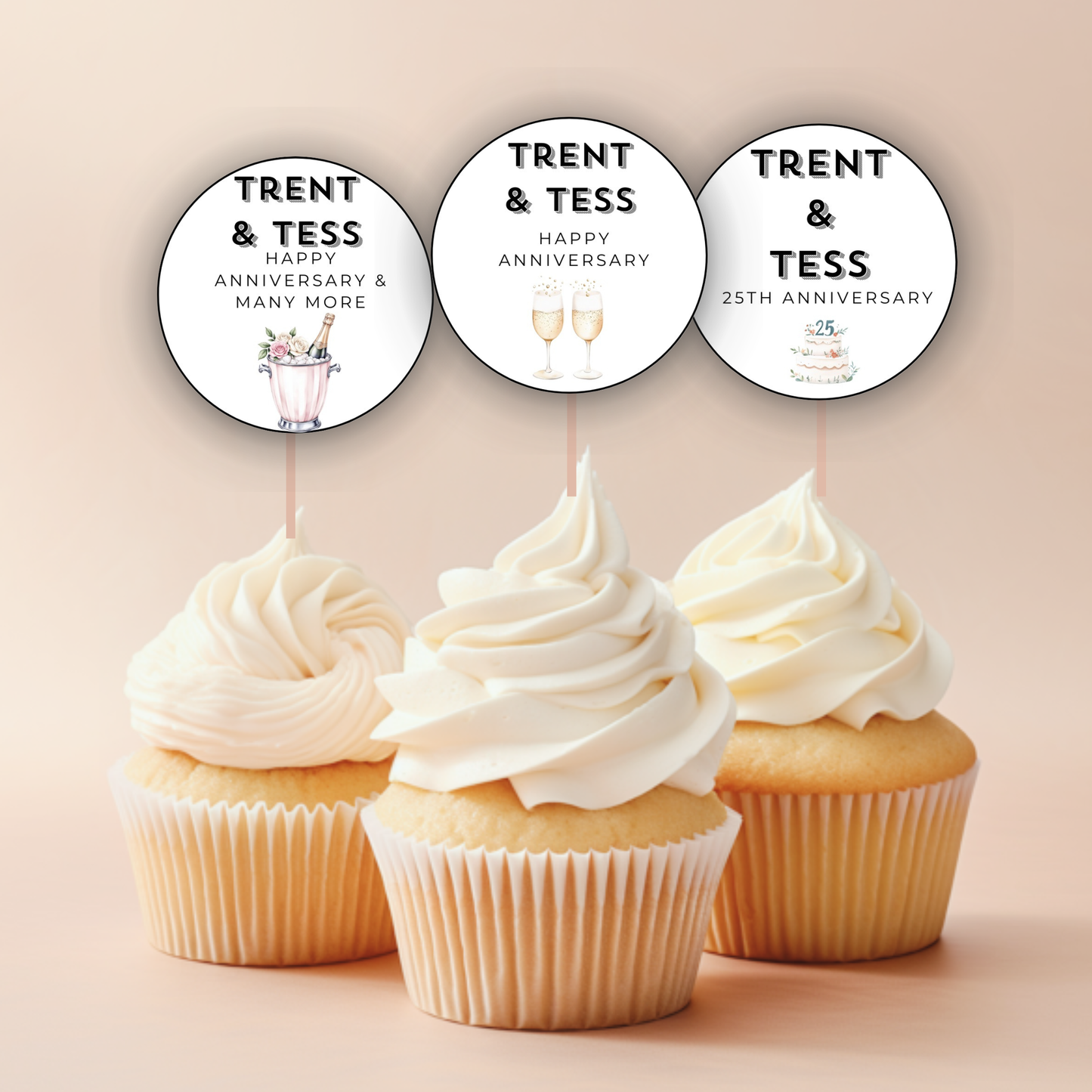 25th Anniversary Cupcake Toppers