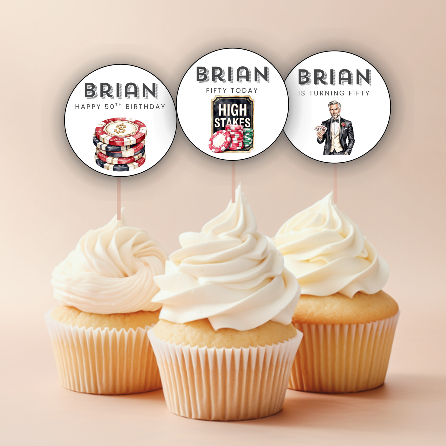 50th Birthday Cupcake Topper Man