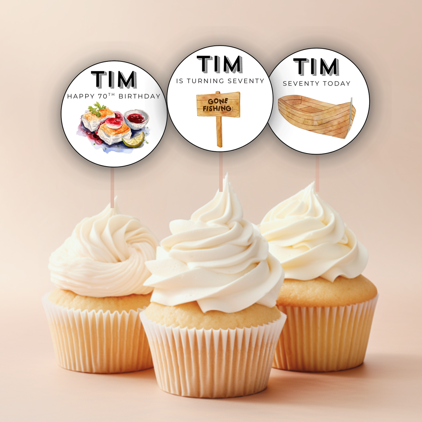 70th Birthday Cupcake Toppers Man