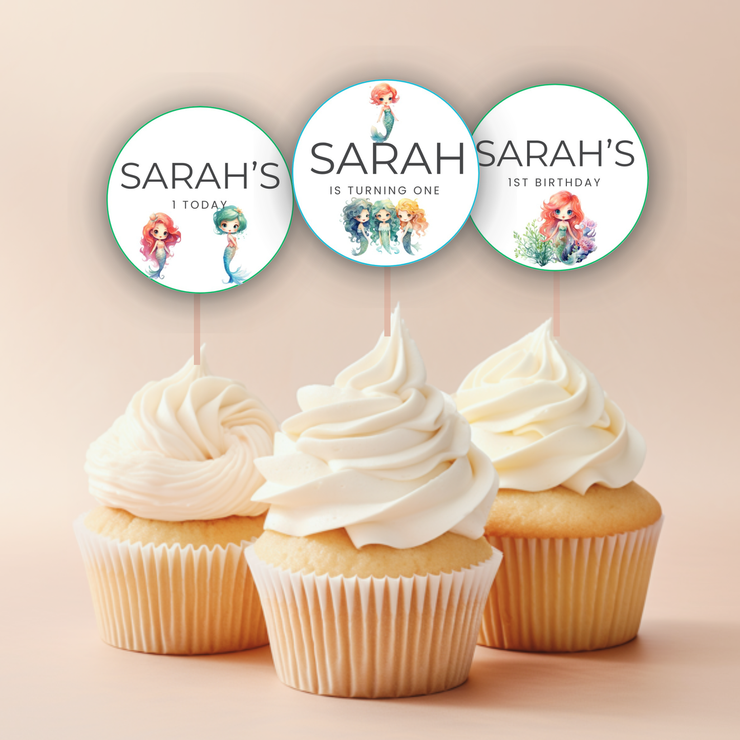 1st Birthday Cupcake Toppers Girl