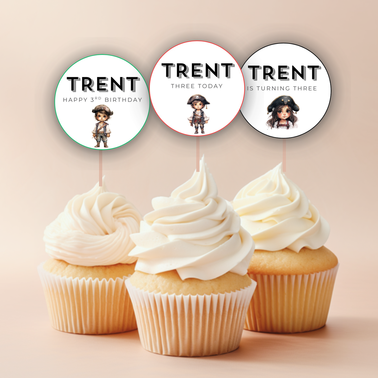 3rd Birthday Boy Cupcake Toppers