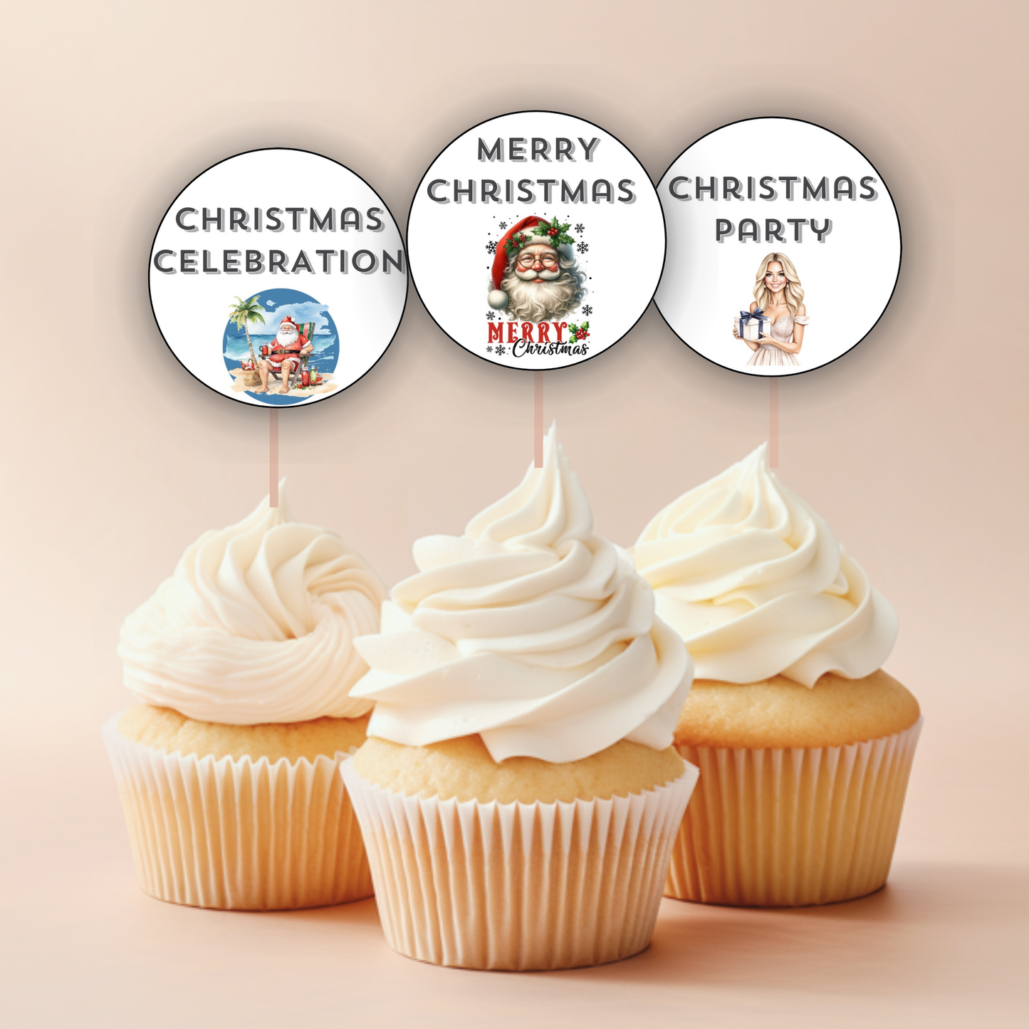 Christmas Party Cupcake Toppers