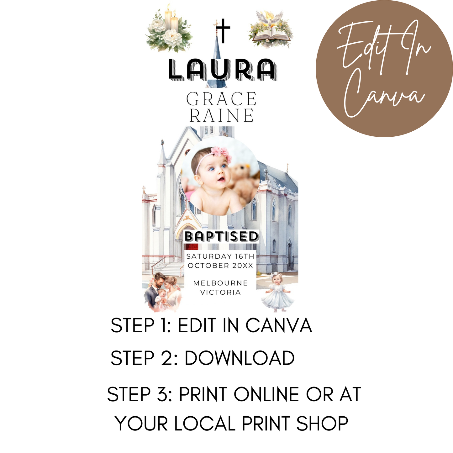 Baptism Candles Female