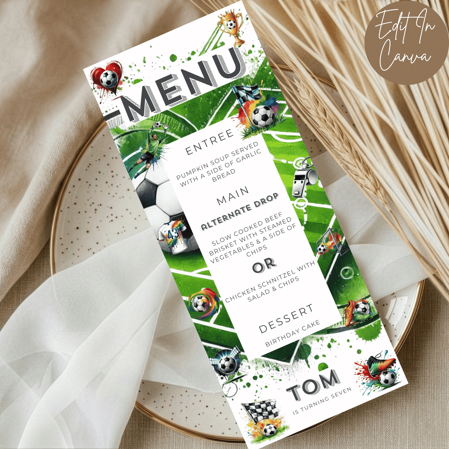 7th Birthday Menu Male