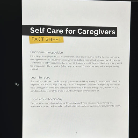 Self Care For Caregivers Fact Sheet