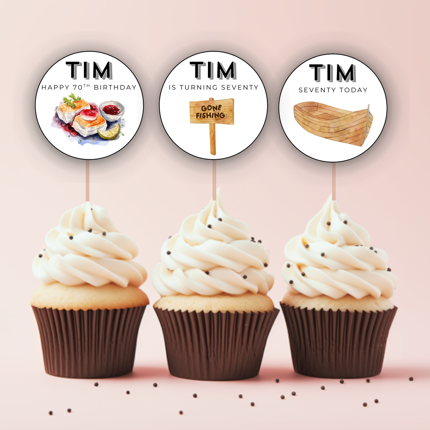 70th Birthday Cupcake Toppers Man
