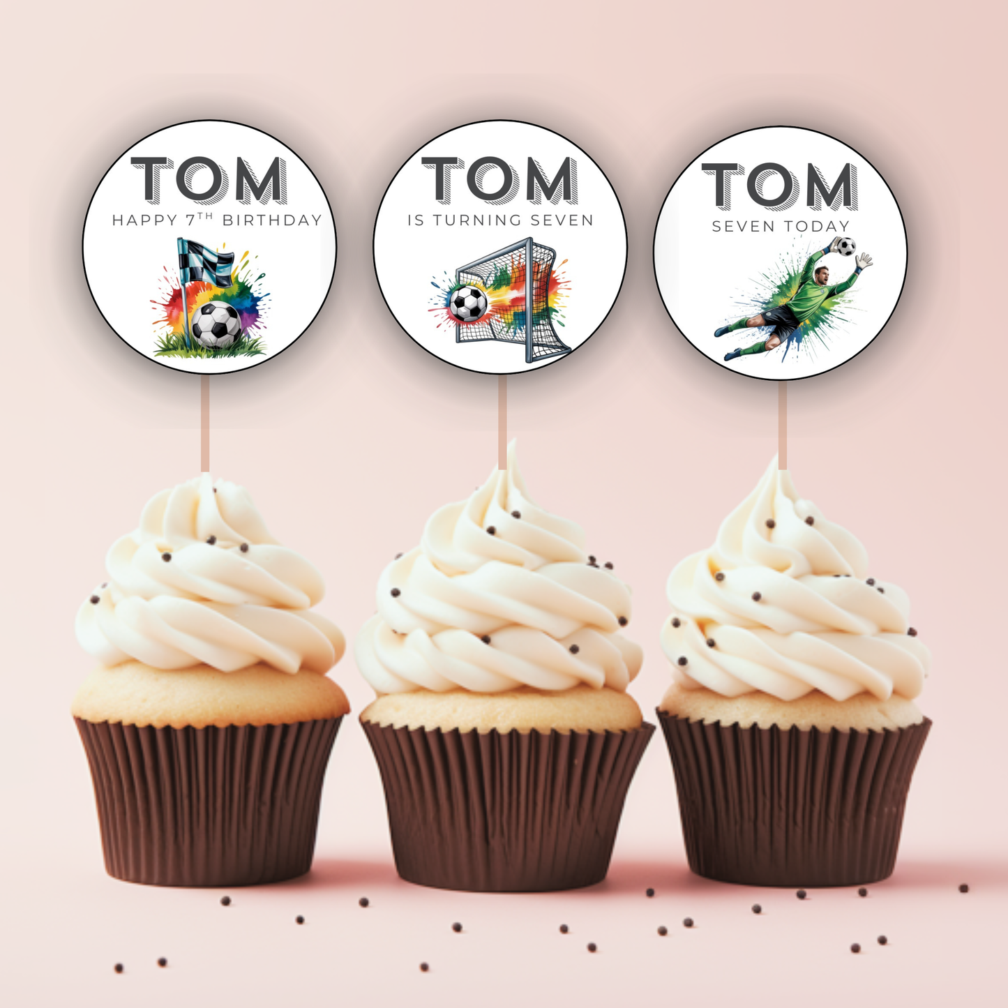 7th Birthday Cupcake Toppers Boy