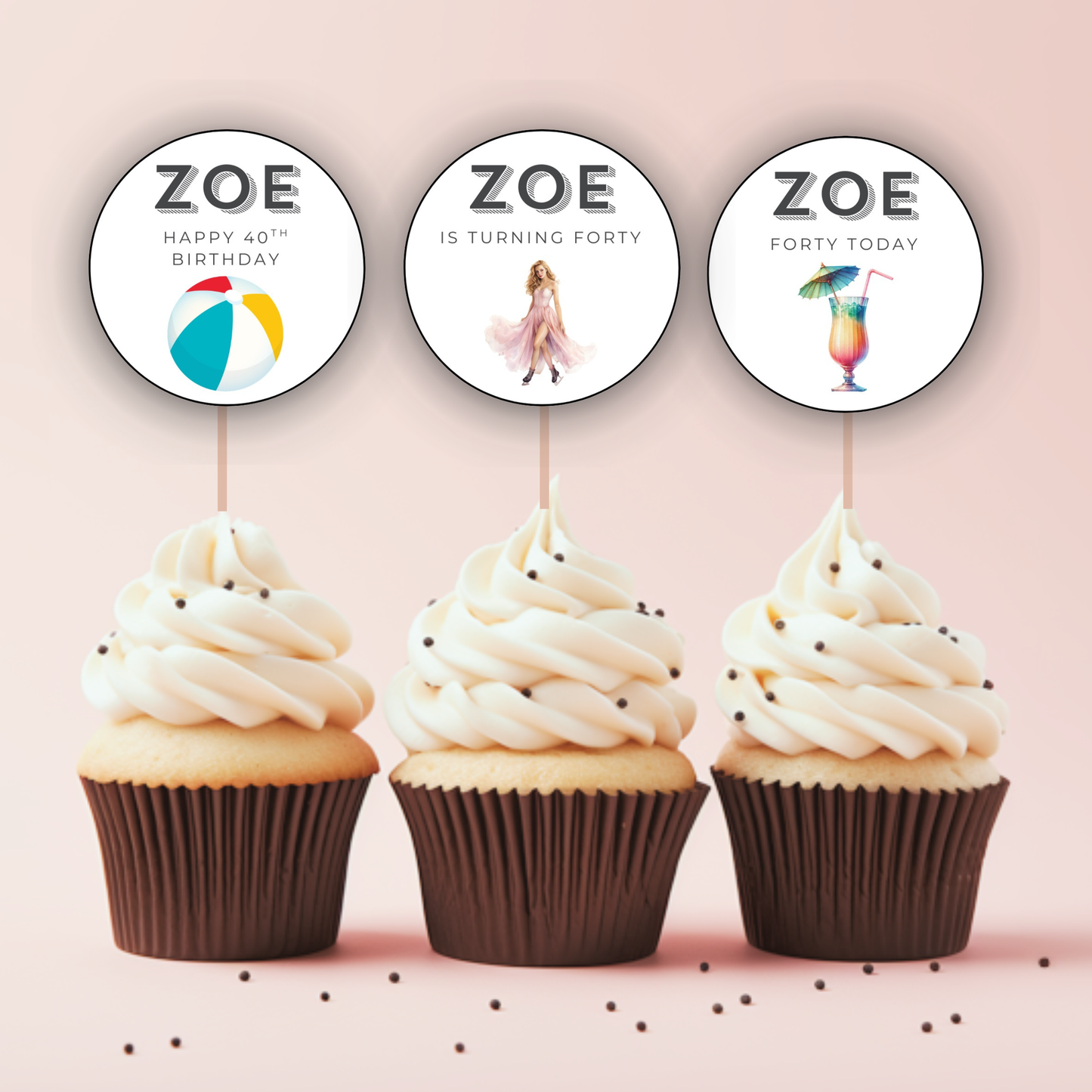 40th Birthday Cupcake Toppers Woman
