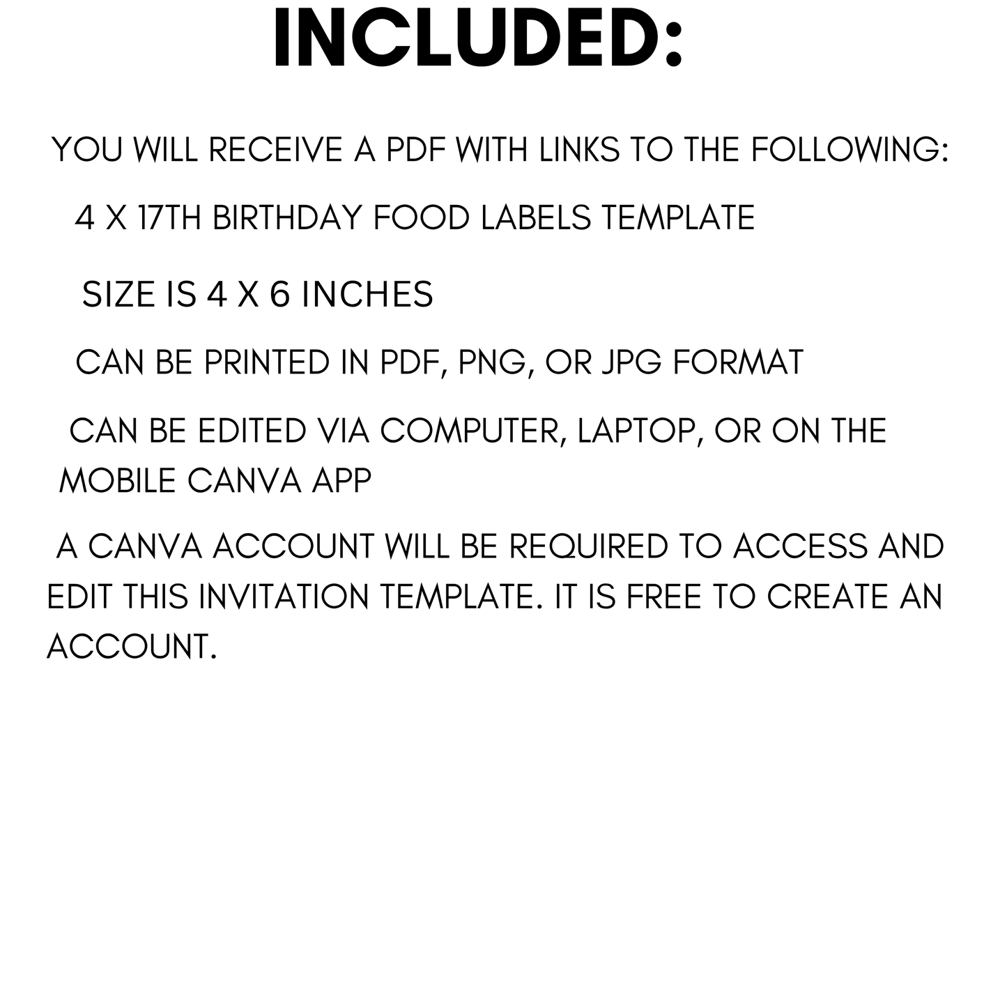 17th Birthday Boy Food Labels
