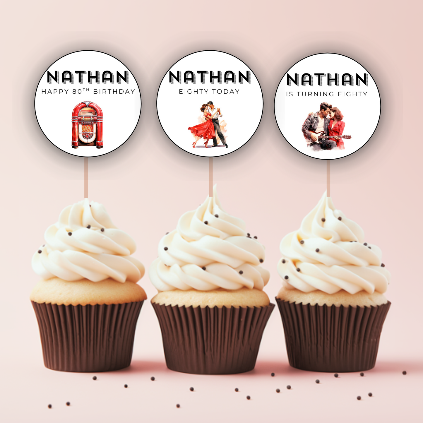 80th Birthday Cupcake Toppers Man