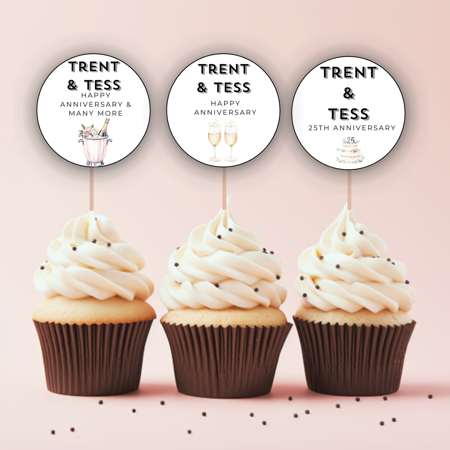 25th Anniversary Cupcake Toppers