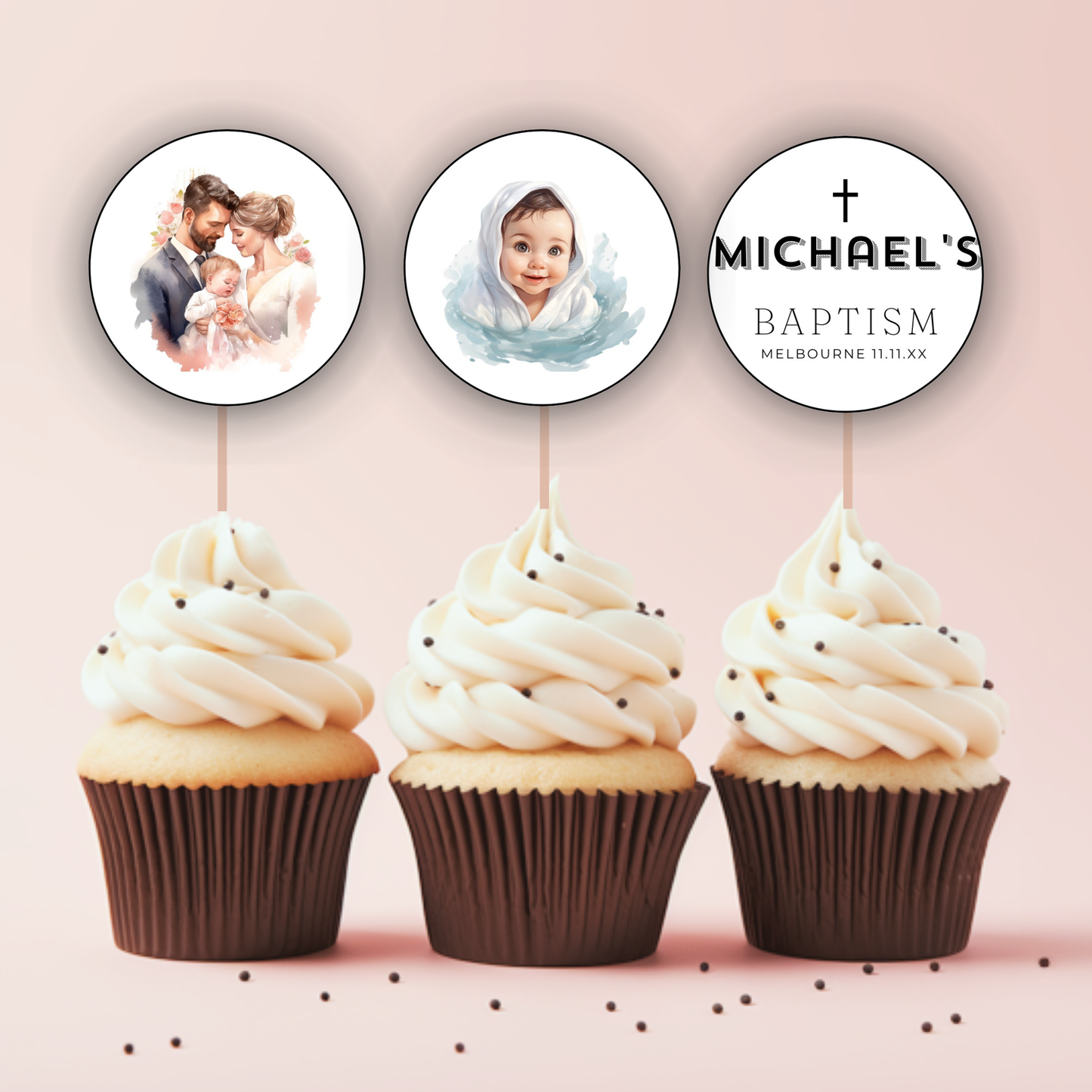 Baptism Cupcake Topper Boy